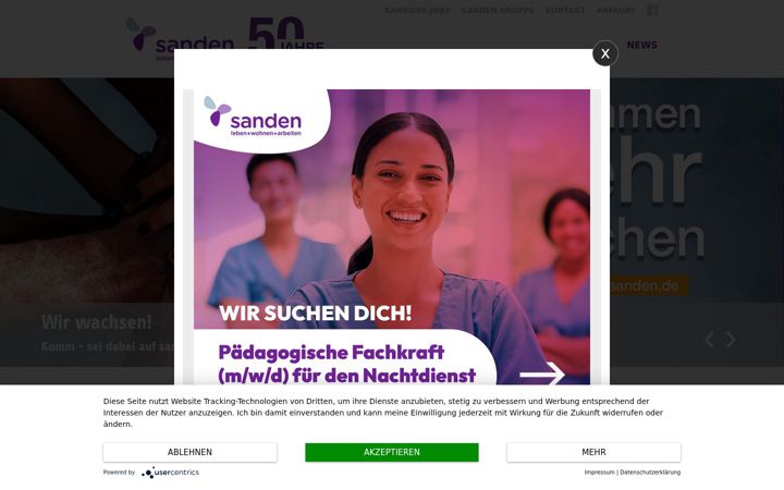 Screenshot of ambulante-pflege-sanden.de