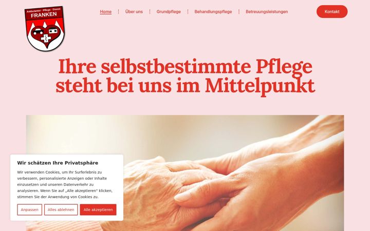 Screenshot of ambulanter-pflegedienst-franken.de