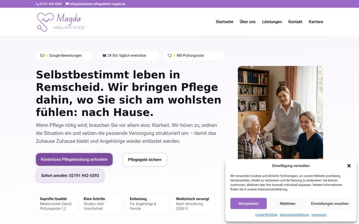 Screenshot of ambulanter-pflegedienst-magda.de