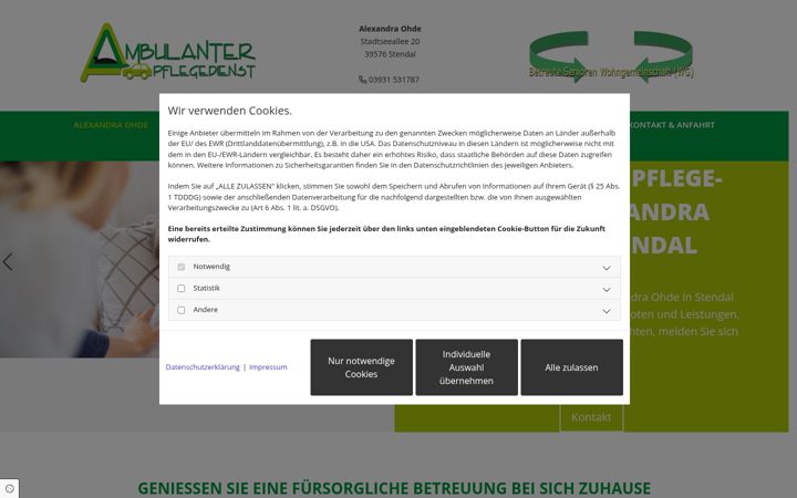 Screenshot of ambulanter-pflegedienst-ohde.de