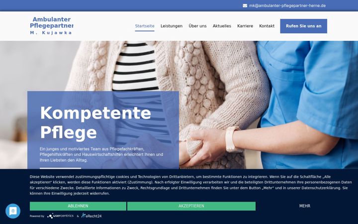 Screenshot of ambulanter-pflegepartner-kujawka.de