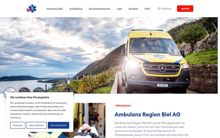 Screenshot of ambulanz-biel.ch