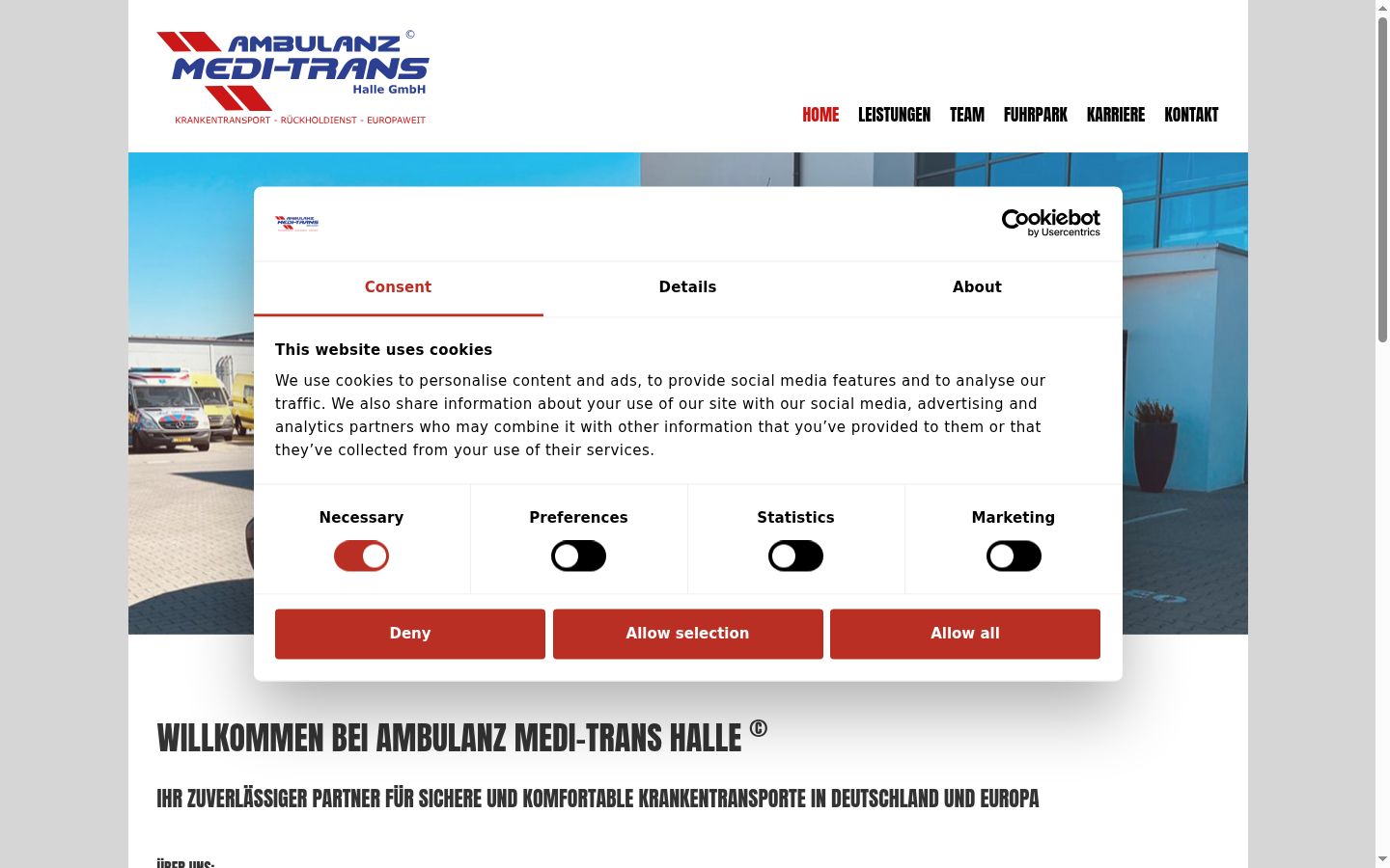 Screenshot of the consent banner shown before any interaction