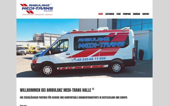 Screenshot of ambulanz-meditrans-halle.de