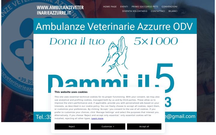 Screenshot of ambulanzeveterinarieazzurre.it
