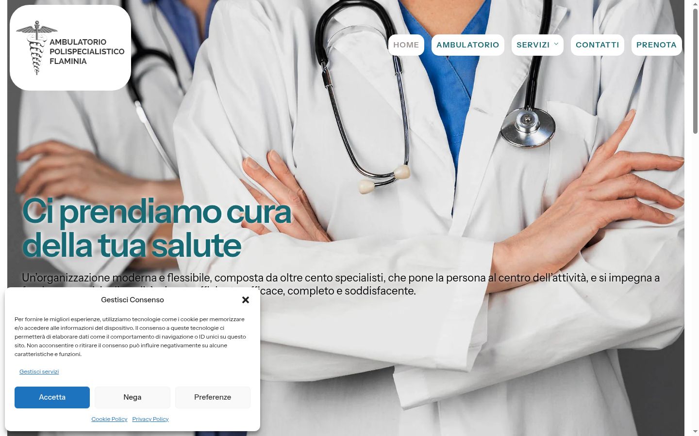 Screenshot del banner di consenso mostrato prima di qualsiasi interazione