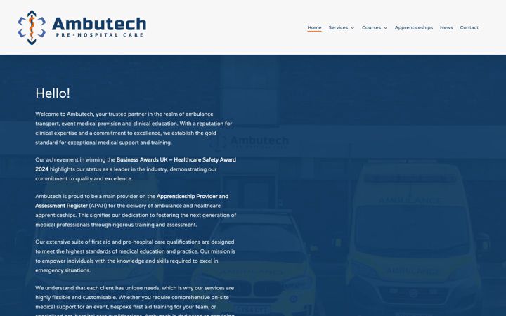 Ekrano kopija ambutech.co.uk