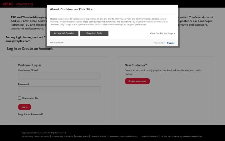 Screenshot of amcgearstore.com