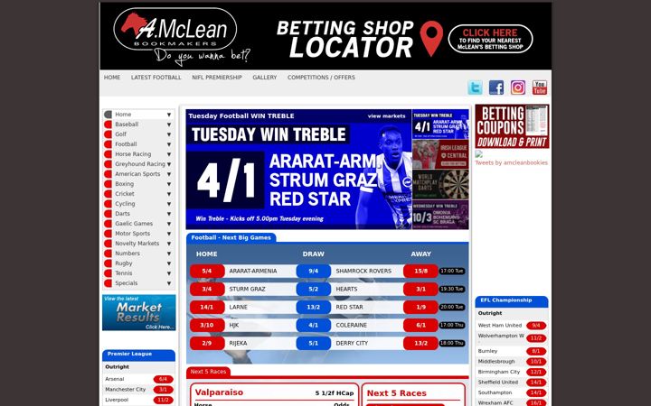 Screenshot of amcleanbookmakers.com