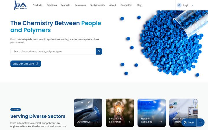 Screenshot of amcopolymers.com