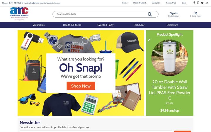 Screenshot of amcpromotionalproducts.com