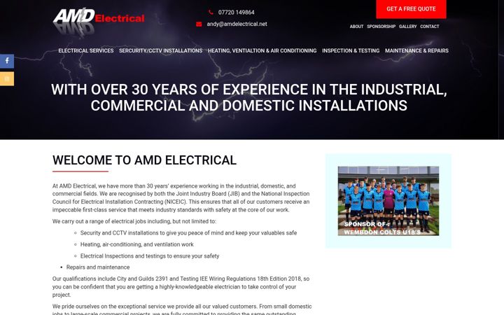 Screenshot of amdelectrical.net