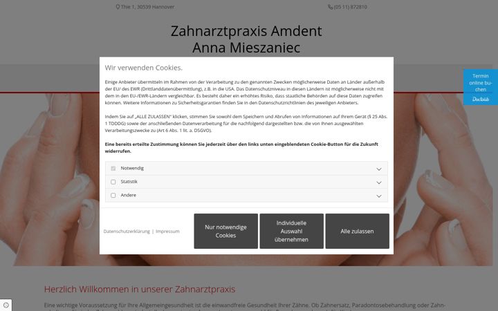 Screenshot of amdent-hannover.de