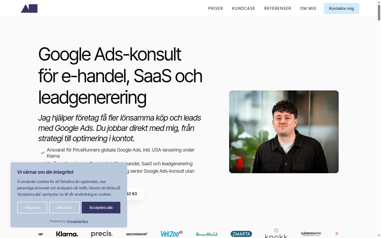 Screenshot van de toestemmingsbanner zoals getoond vóór enige interactie