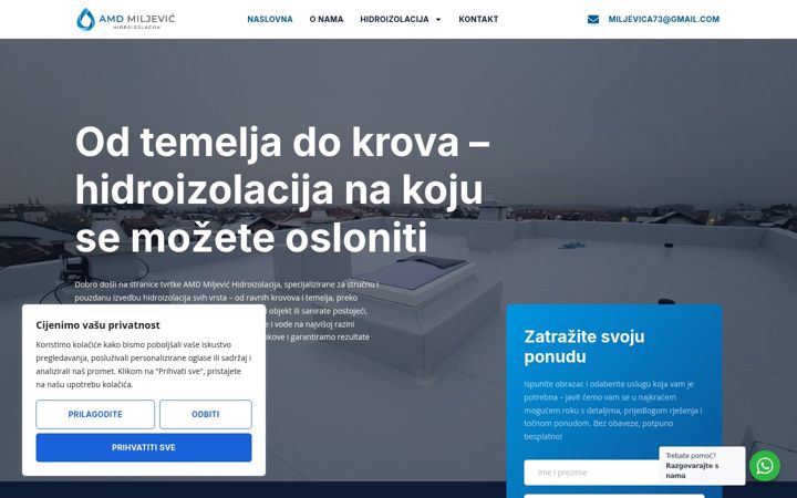 Screenshot ta' amdmiljevic-hidroizolacija.hr