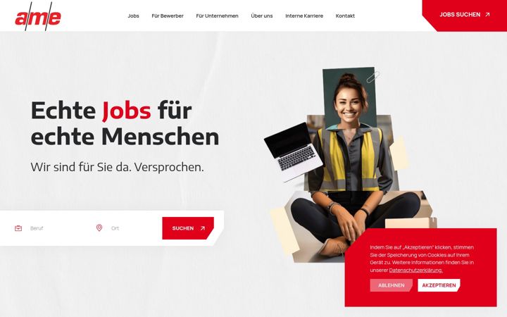 Screenshot of ame-zeitarbeit.de