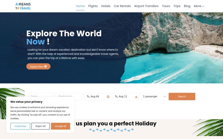 Екранна снимка на ameanstotravel.com