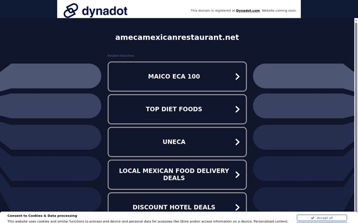 Screenshot of amecamexicanrestaurant.net