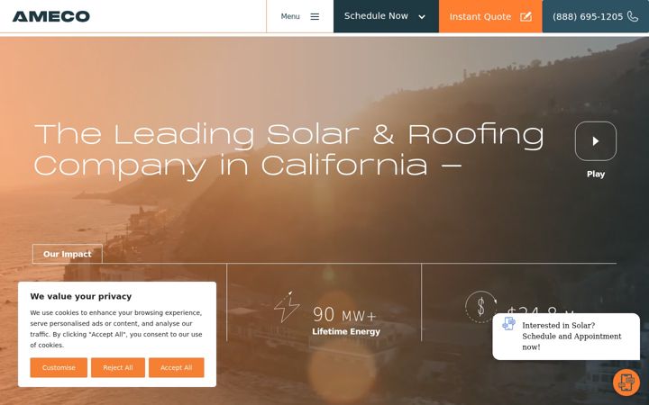 Screenshot of amecosolar.com