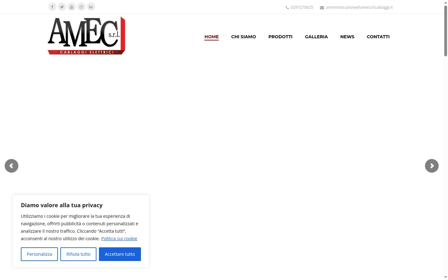 Screenshot del banner di consenso mostrato prima di qualsiasi interazione