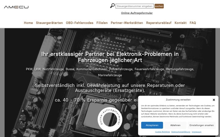 Screenshot of amecu.de