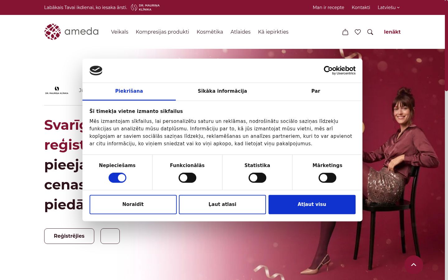 Kuvakaappaus suostumusbannerista, joka näytettiin ennen mitään vuorovaikutusta