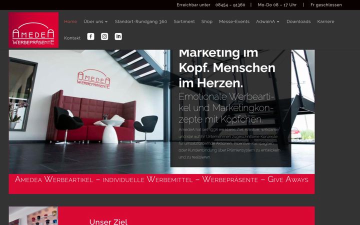 Screenshot di amedea-werbepraesente.de