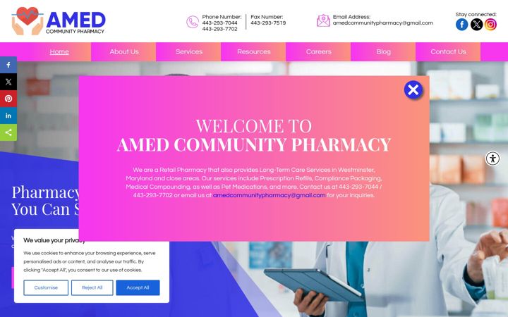 Zrzut ekranu amedpharmacy.com