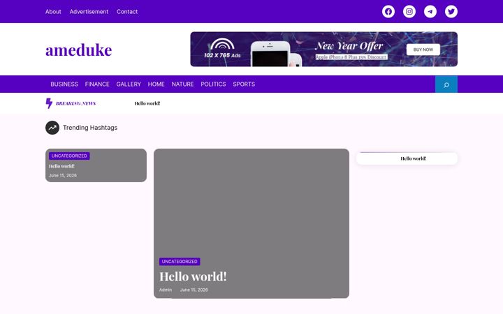 Skärmbild av ameduke.com