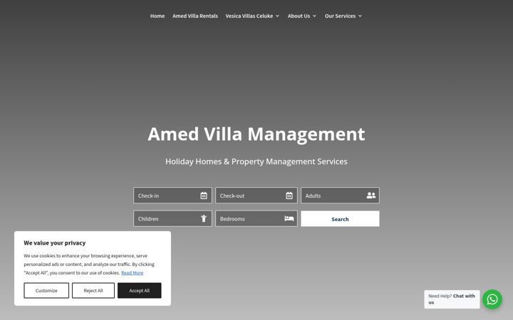 Skärmbild av amedvillamanagement.com