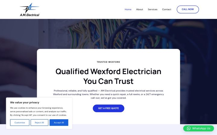 Screenshot stránky amelectrical.ie