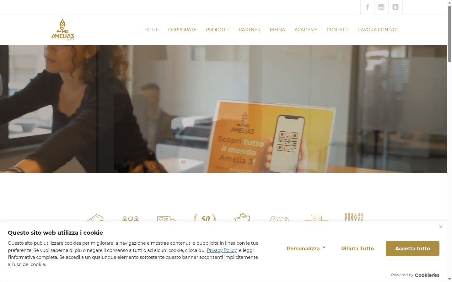 Screenshot del banner di consenso mostrato prima di qualsiasi interazione