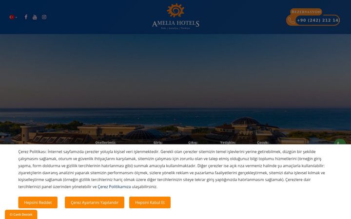 Captură de ecran a ameliahotels.com