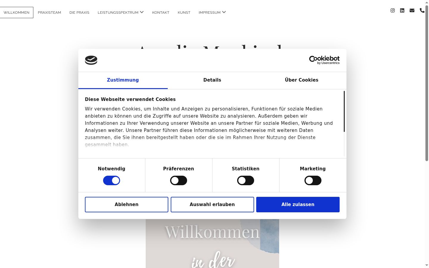 Screenshot des Einwilligungsbanners vor jeglicher Interaktion