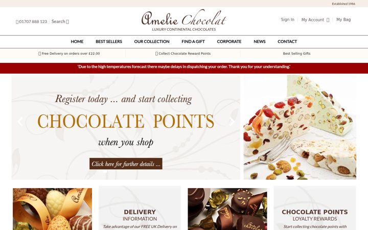 Screenshot of ameliechocolat.co.uk