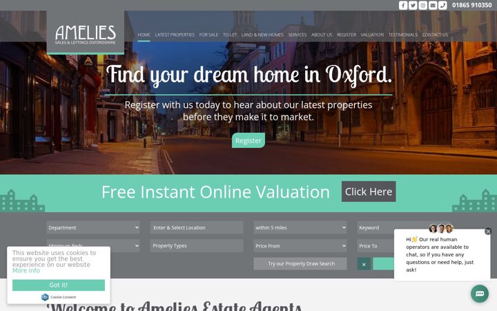 Screenshot of ameliesonline.co.uk
