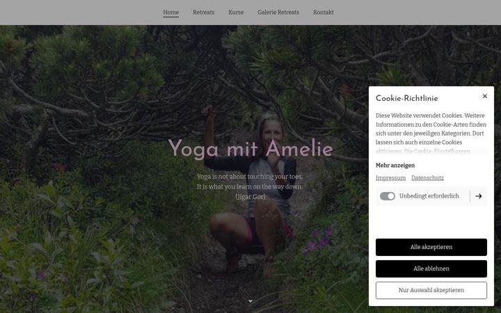 Screenshot of ameliesyogawelt.com