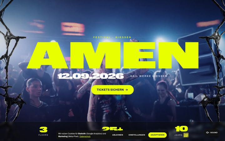 Screenshot of amen-festival.de