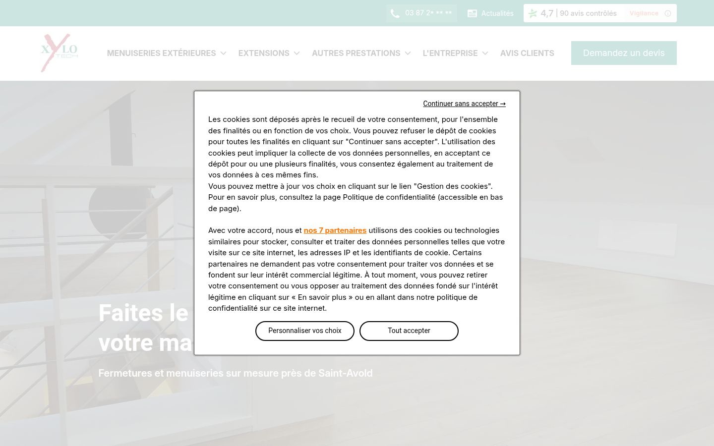 Screenshot of the consent banner shown before any interaction