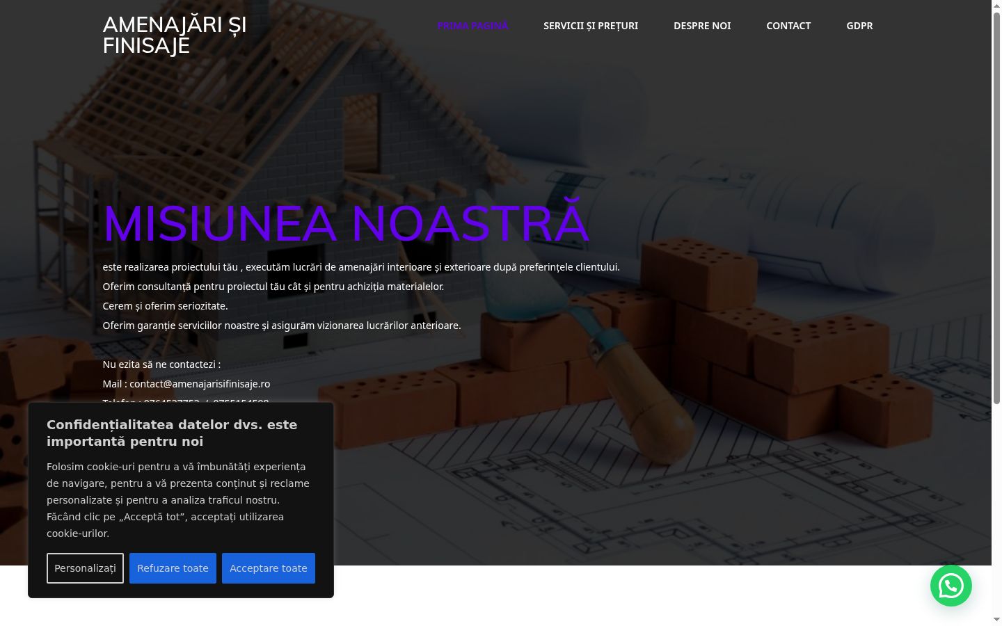 Captura de ecrã do banner de consentimento apresentado antes de qualquer interação