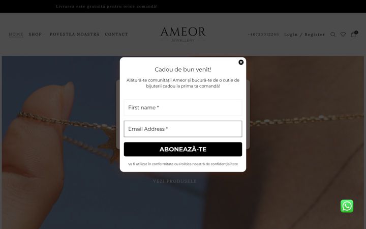 Ekrano kopija ameorjewellery.com