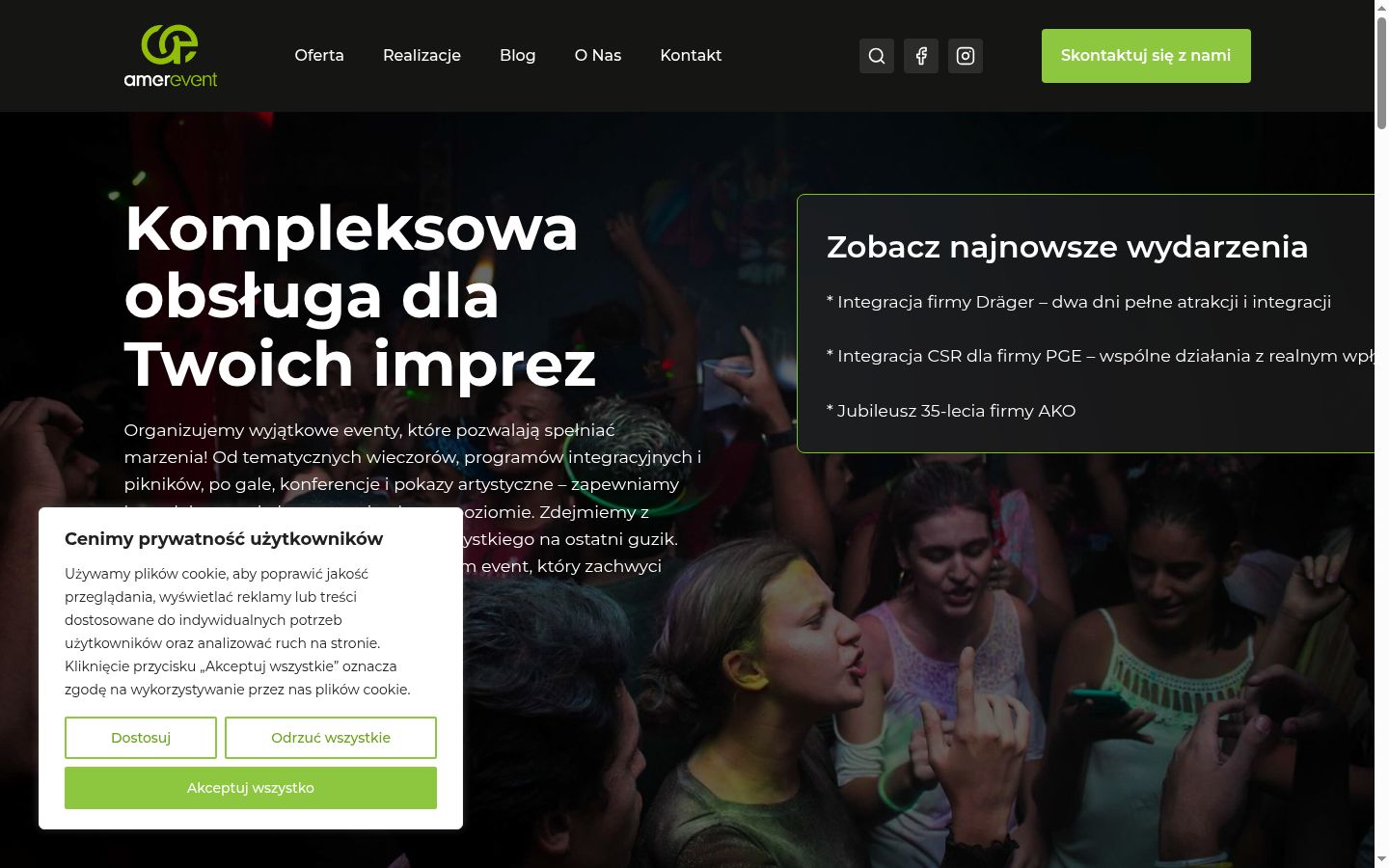 Zrzut ekranu banera zgody wyświetlanego przed jakąkolwiek interakcją