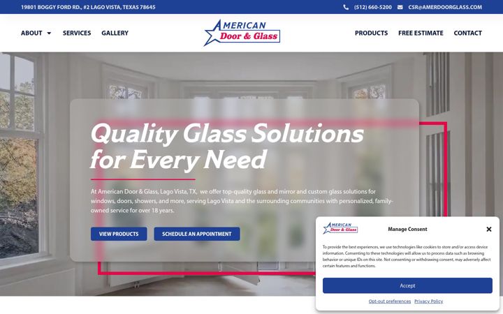Captură de ecran a amerdoorglass.com