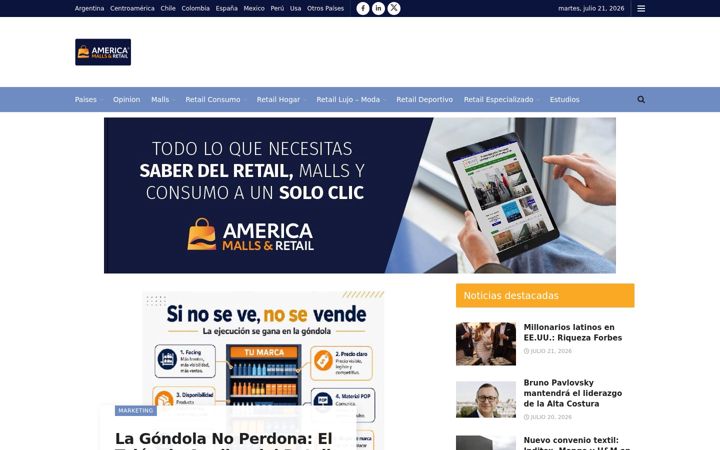 Snímek obrazovky america-retail.com