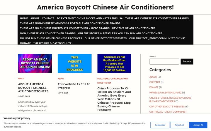 Screenshot of americaboycottchineseairconditioners.com