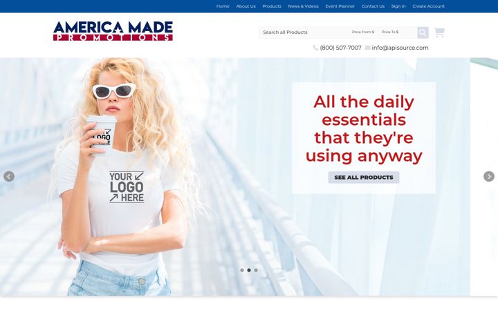 Screenshot του americamadepromotions.com