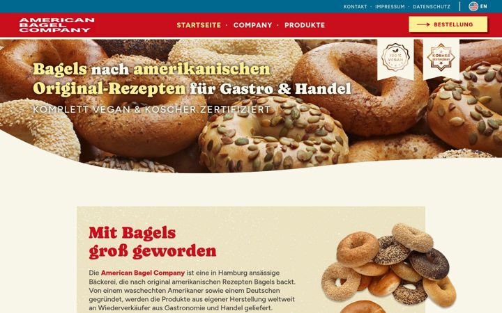 Screenshot of american-bagel-company.de