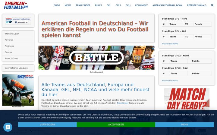 Screenshot stránky american-football.com
