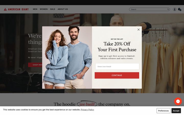 Screenshot of american-giant.com