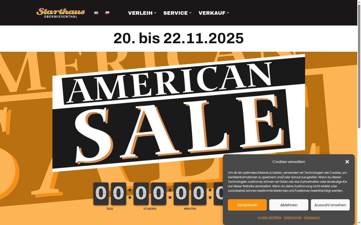 Screenshot des Einwilligungsbanners vor jeglicher Interaktion